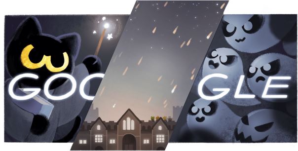 Halloween in the well-known Google Doodle games