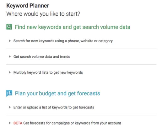 Google's Keyword Planner