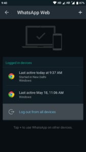 Remotely disconnecting WhatsApp Web from PC