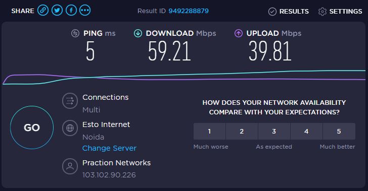 test the internet speed